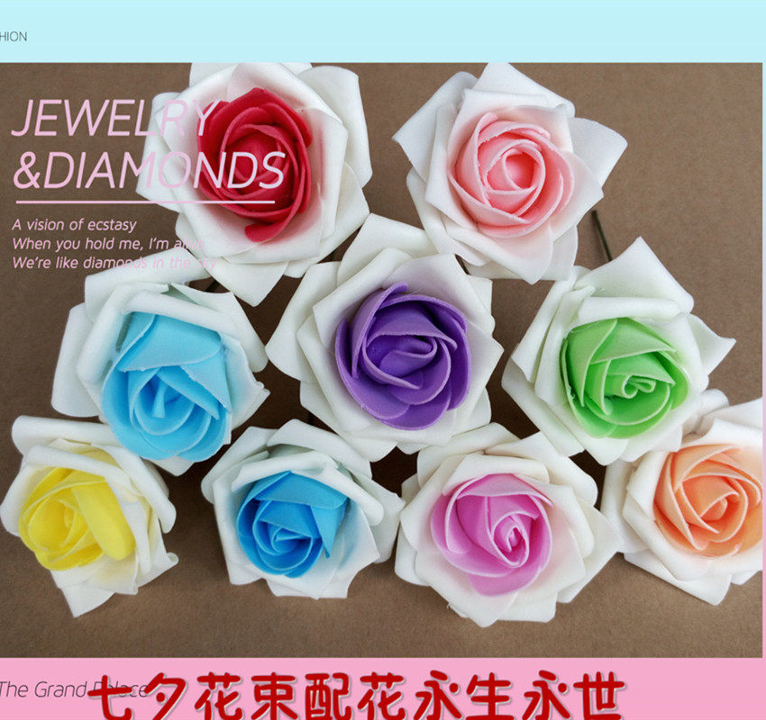 Manufacturers simulate PE Roses 7cm foam cartoon bouquet DIY material wedding props etc