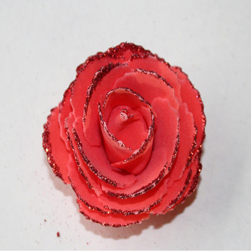 About 7cm simulation rose head, spray gold powder head, sawtooth rose, cartoon bouquet material 100