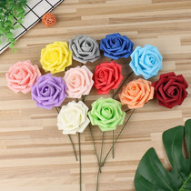 With Rod Fake Flower Head Foam Emulation PE Rose Flowers 8cm left and right Cartoon bouquet DIY Material Wedding Flowers with flowers