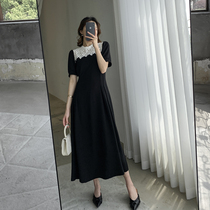 Goothic Custom Black Dress Dress Woman 2022 Summer Pop New Lace Collar Law Style Vintage Vintage Long Dress