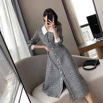 FT GUOGE Xiaoxiang Wind Liandress 2022 Autumn winter new French style retro temperament Goddess Van over knee long dress