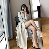 Goo Custom White Wind Suit Woman 2021 Spring Dress New High-end Atmosphere Slim Fit Mid-Knee Great Coat Jacket