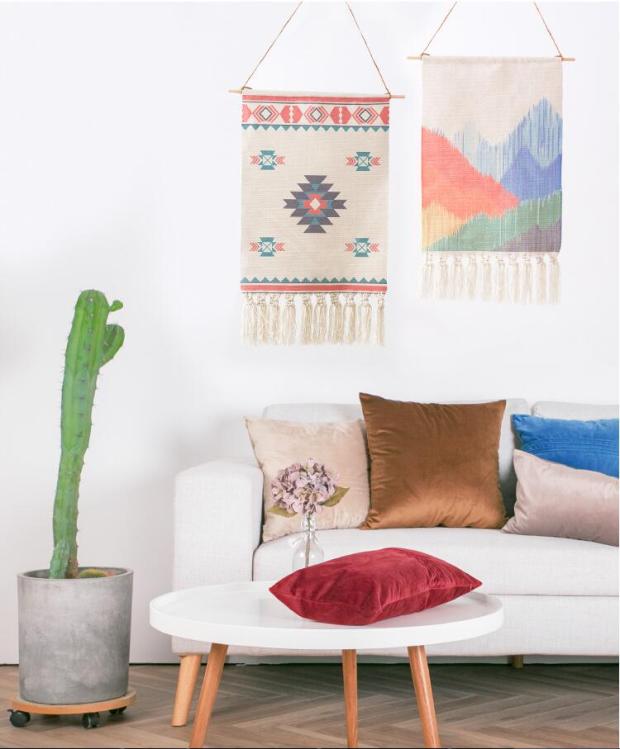 Phong cách Bắc Âu dệt tay tấm thảm boho tắc phân phối hộp sơn mềm mẫu trang trí phòng in tấm thảm thảm treo tường decor