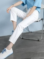 Белые прямые свободные джинсы, тонкие весенние осенние летние штаны, 2023 года, высокая талия, свободный крой