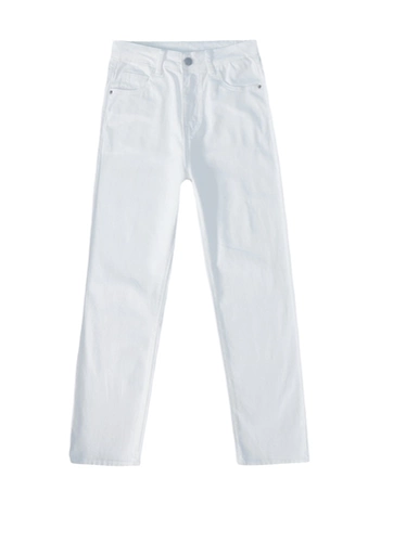 Белые прямые свободные джинсы, тонкие весенние осенние летние штаны, 2023, высокая талия, свободный крой