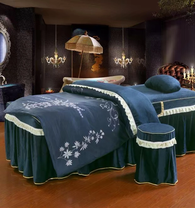 Cao cấp nhung pha lê siêu mềm đẹp bao gồm bốn bộ massage giường khử trùng bộ làm đẹp thẩm mỹ giường