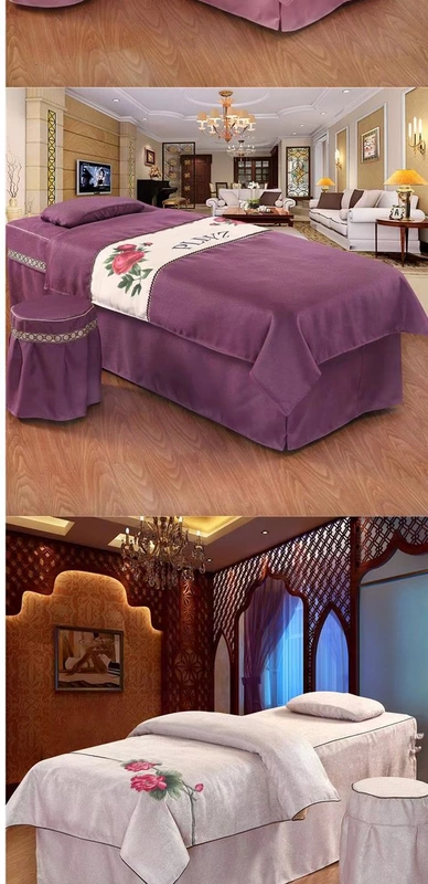 Pha lê nhung đẹp trải giường bốn bộ màu sắc đẹp thẩm mỹ viện massage giường đặt khử trùng giường bọc cao cấp tùy chỉnh