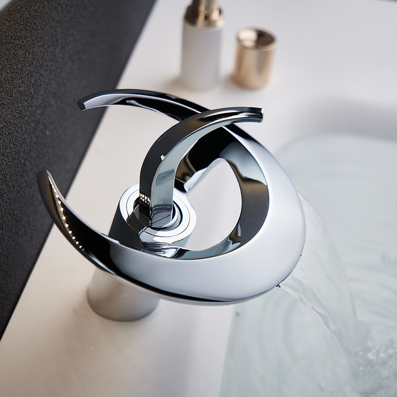 German High-End Bathroom Basin Waterfall Faucet Hot and Cold All-Copper Hotel Home Bathroom Washbasin