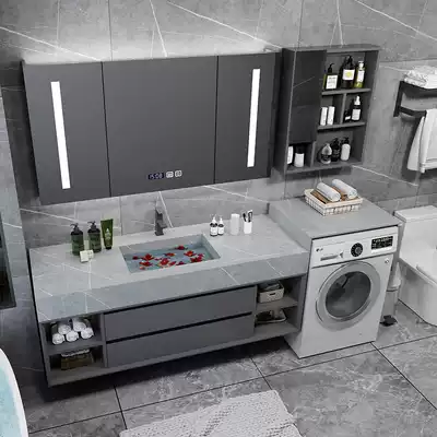 Modern balcony washing machine cabinet combination rock board one-in-one basin bathroom cabinet washing hands washing basin dressing room washing table
