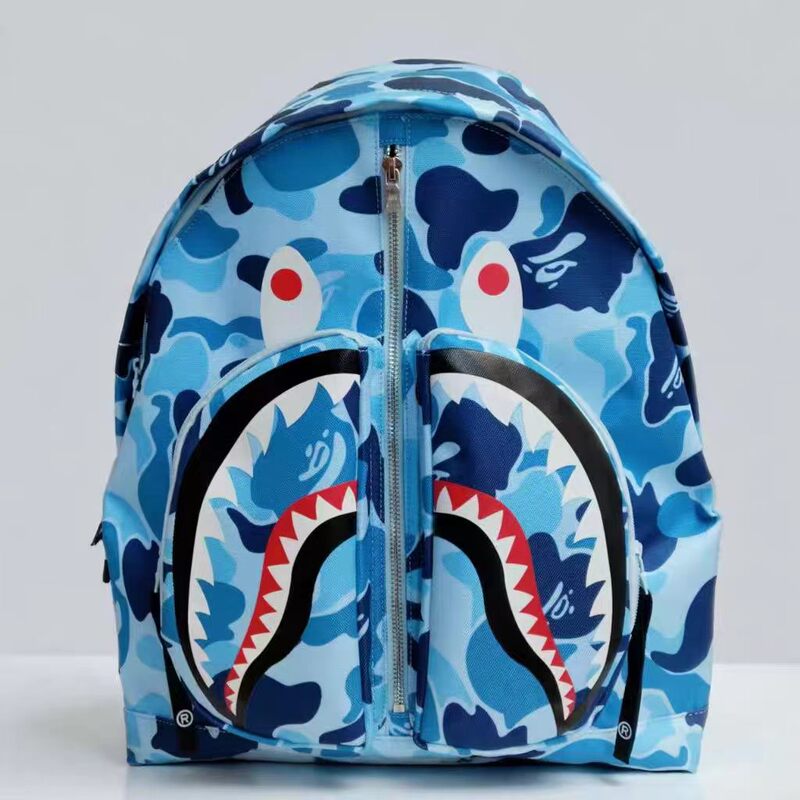 New Ba*E Shark Camouflage Backpack for Men and Women, Student School Bag, Couple Trendy Fashion Outdoor Backpack