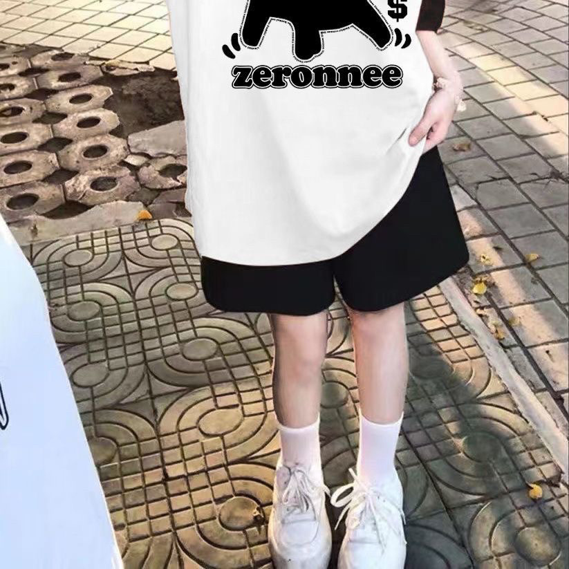 Girl Wear New Arrival Summer Two-Piece Suit Loose Short Sleeve T-shirt Top Sports Knee Length Shorts Ins Children's — 15