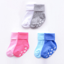 Baby non-slip socks glue point baby children pure cotton spring and autumn four seasons loose mouth double needle 0-1-3 floor toddler 5 pairs