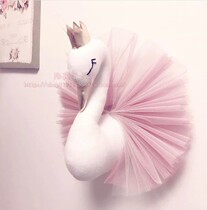 INS girl room decoration Crown folding fan Swan wall decoration doll animal head childrens room hanging