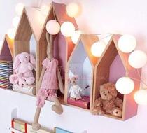 ins childrens room model house decoration custom pine wood Wood House partition Nordic shelf photo background