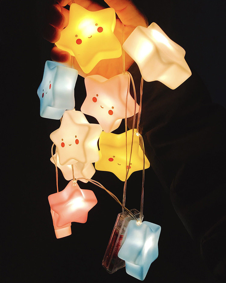 ins smiley face cloud doodle star moon appeasement luminous little night light suckling light baby accompanied by sleeping toy stars light string