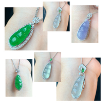 Myanmar natural jadeite A goods high ice sun green full green ice type glass seed green bean fudou pendant pendant real shot