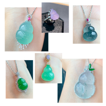Myanmar natural jadeite a high ice yang green full green ice glass gourd ladies pendant pendant high HOT