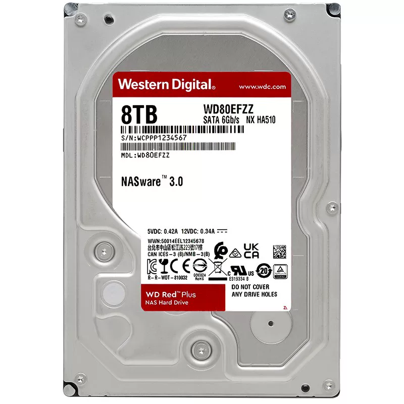 WD/西部数据 WD80EFPX red disk 8TBNAS enterprise-class SATA desktop mechanical hard drive network storage
