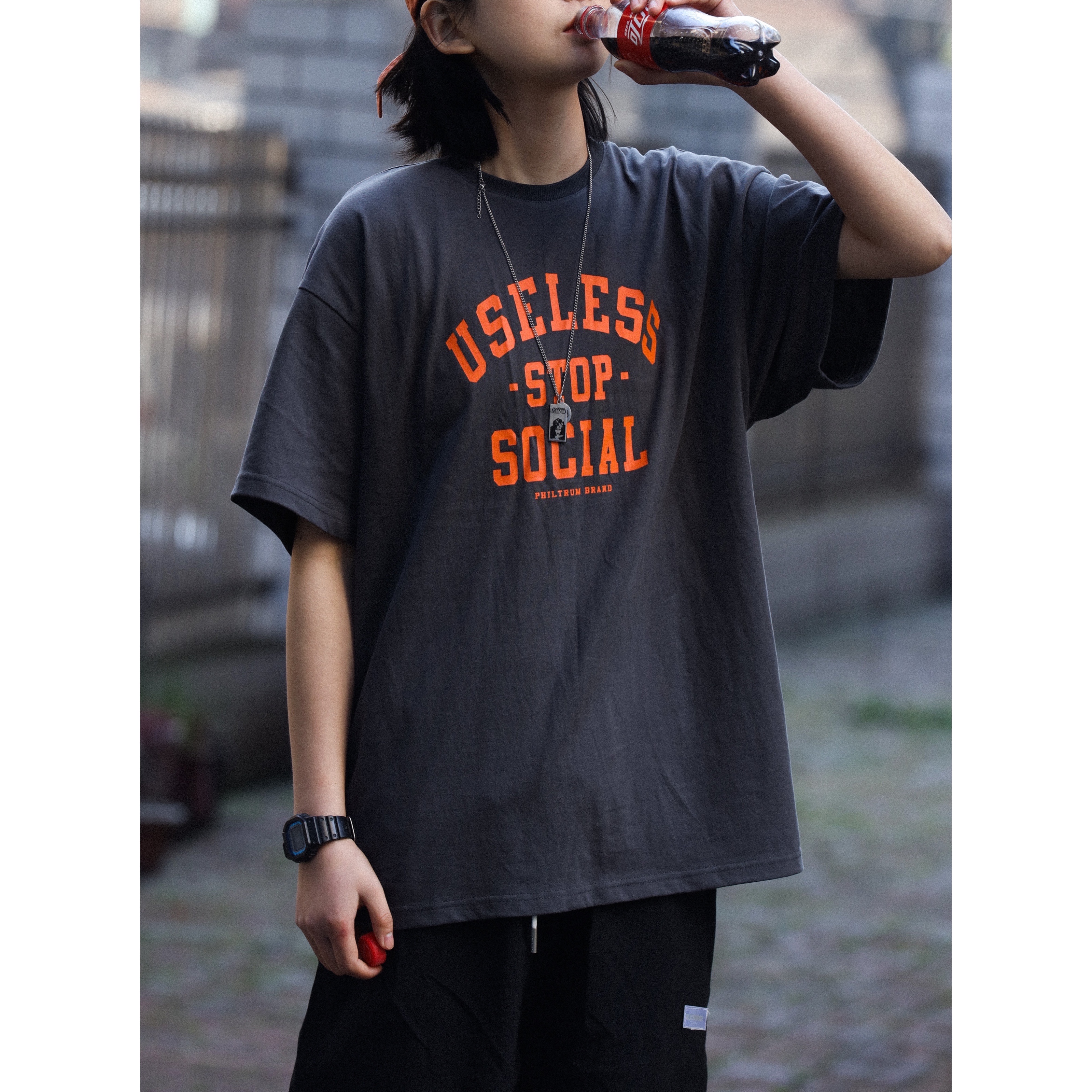 Nobodyknowns Summer Day Ensemble Base Brief four-colour letter printed pure cotton male and female loose short sleeve T-shirt