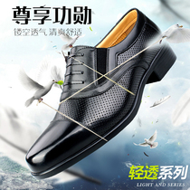 Three-joint leather shoes mens summer breathable mesh business dress leather sandals mens hollow casual mens shoes