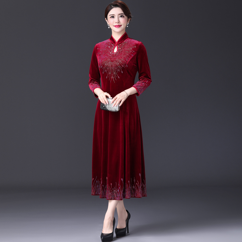 Autumn Winter Joy Mother-in-law Mother-in-law Wedding Suit Noble Fashion Foreign Moms Wedding wedding The wedding banquet The big size of the dress