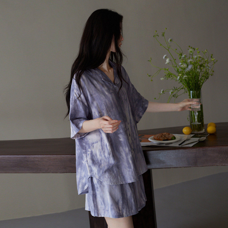 Mk&Dk Women's Summer Pajamas, Made of Tianzhu Cotton, Short-Sleeved and Short-Pants, Double-Layer Gauze, Can Be Worn Outside, High-End Home Wear Mk&Dk Women's Summer Pajamas, Made of Tianzhu Cotton, Short-Sleeved and Short-Pants, Double-Layer Gauze, Can Be Worn Outside, High-End Home Wear