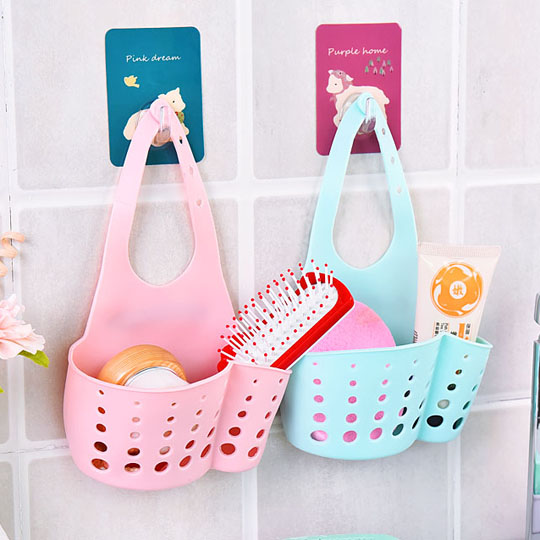 Kitchen Sink Drain Basket Hanging Bag Tap Sponge Shelve Wash Dish Washing Dishwater Pool Free to contain hanging basket