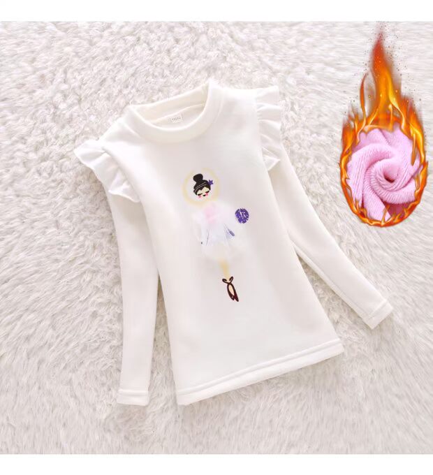 Trẻ em cộng với cô gái nhung đáy quần áo cotton mùa thu đông trong bé trai bé gái áo dài tay dày áo thun dày quần áo bé trai