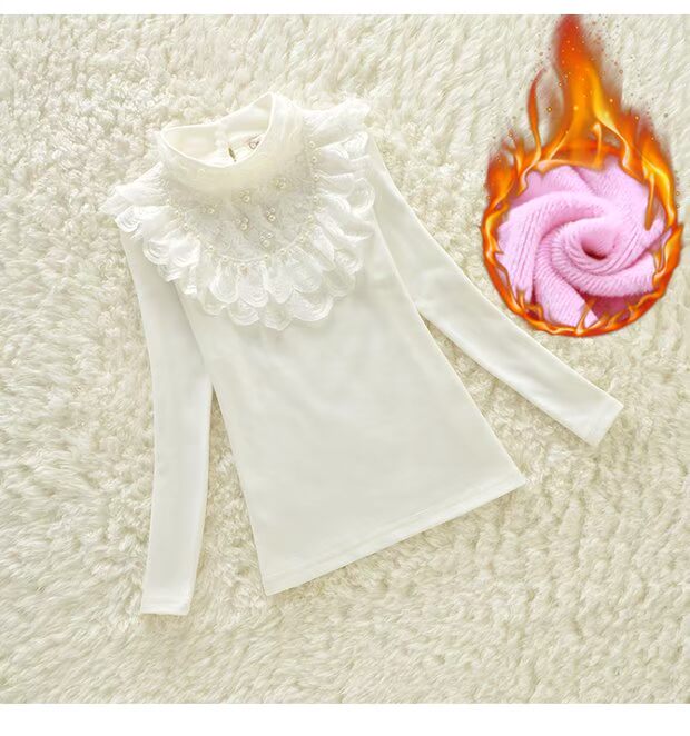Trẻ em cộng với cô gái nhung đáy quần áo cotton mùa thu đông trong bé trai bé gái áo dài tay dày áo thun dày quần áo bé trai