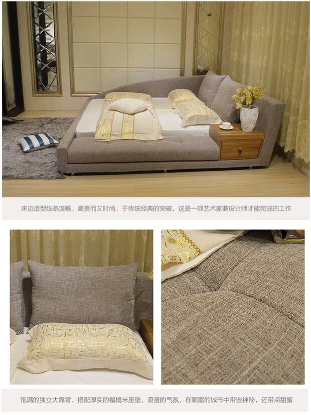 Vải giường đôi giường hiện đại nhỏ gọn căn hộ nhỏ rửa được gói mềm hôn nhân 1,5 m có thể được tùy chỉnh giường vải tatami - Giường giường 1m