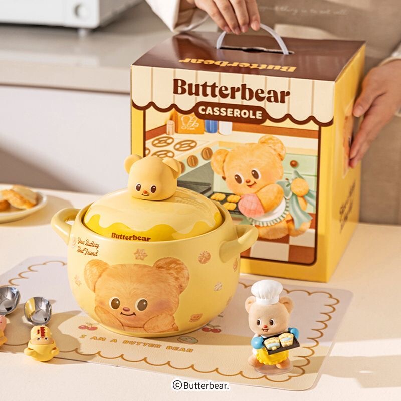 [Modern Housewife & Butter Bear] Casserole Pot for Home Use, High Temperature Resistant, Non-Cracking, Gas Stove Soup Pot, Ceramic Pot