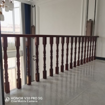 Solid wood stairs handrail custom luxury wooden guardrail duplex villa European style simple modern floating window balcony railing