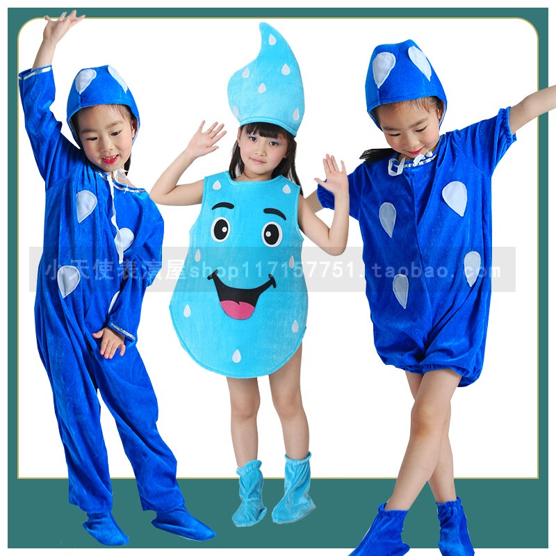 Kindergarten Children's Small Water Drop Performance Costumes Raindrop Dewdrop Performance Costumes Seawater Raindrop Stage Textbook Drama Costumes