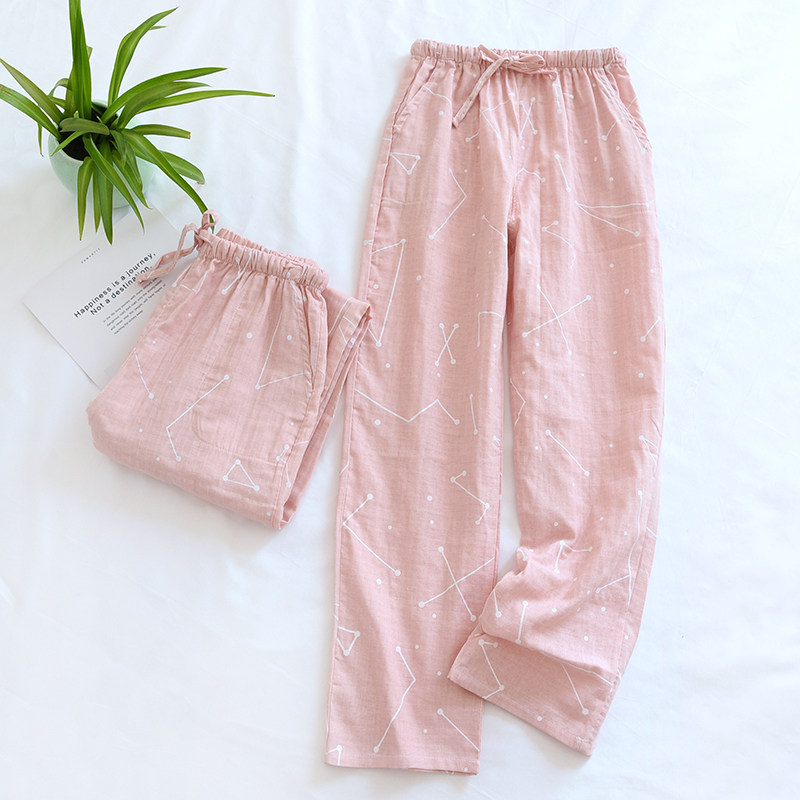 Sleeping Pants Women Long Pants Pure Cotton Cotton Cloth Spring Autumn Summer Thin day Department Brief Yoo loose Home straight drum full cotton home pants
