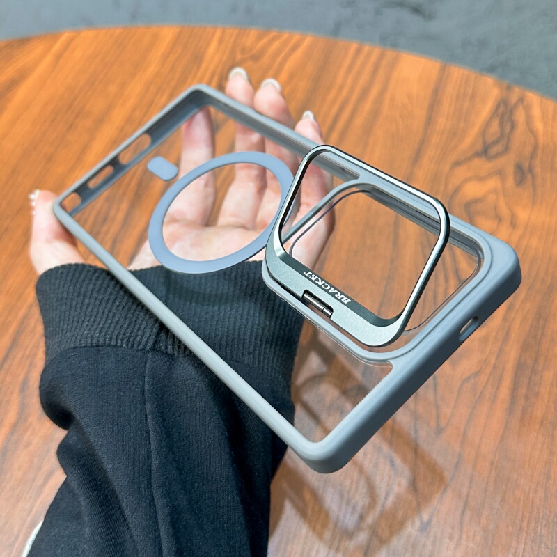Hardware Lens Holder Suitable for 26Ul Tra Phone Case S25Ultra Transparent Magnetic Charging S22U Samsung Galaxy S24+ Full Coverage Anti-Drop 23Fe Transparent High-End Protective Case with Large Hole