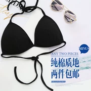 Beach bikini tam giác cup bra girl ren đồ lót cotton mỏng tập hợp màu rắn không vòng thép full cup