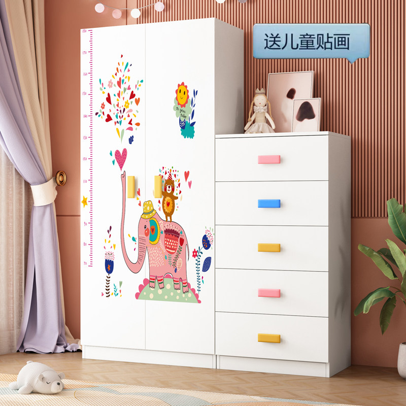 Children's wardrobe wooden wardrobe modern minimalist home bedroom baby economical storage cabinet cartoon wardrobe combination