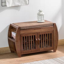 New Chinese entry door changing shoes Bench Bamboo Solid Wood Minimalist Doorway Containing Shoes Cabinet Genguan Modern Sitting Style Shoes Stools