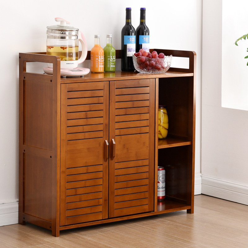 Home living room storage cabinet dining room kitchen bamboo solid wood small wine cabinet modern minimalist pantry Chinese dining cabinet