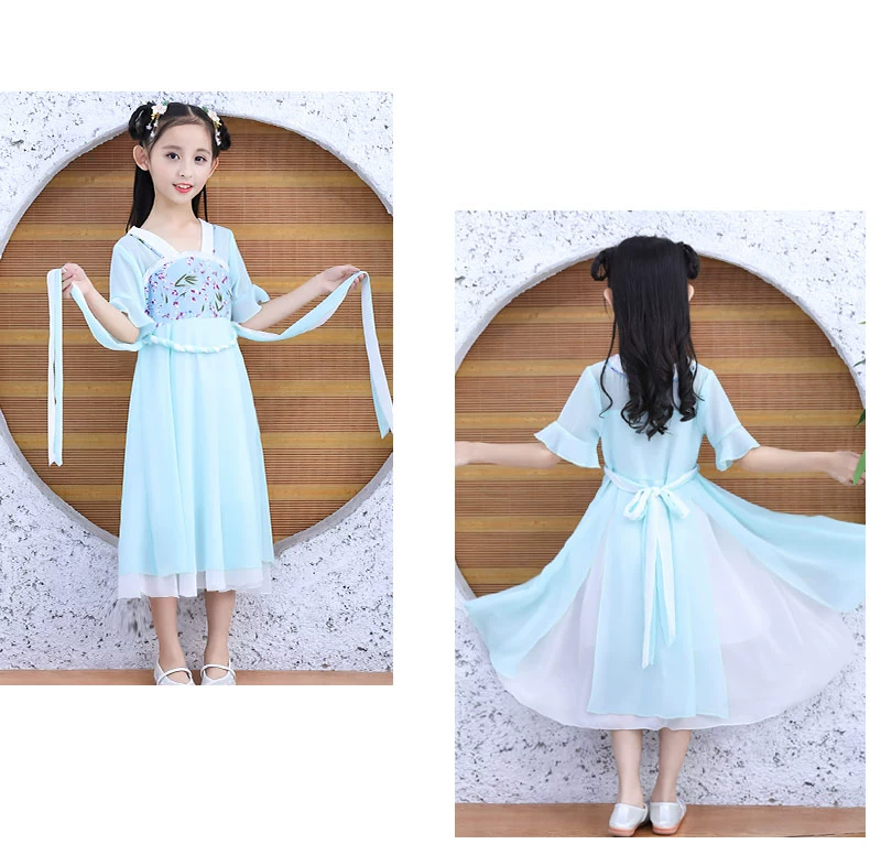 Cô gái Hanfu Tang phù hợp với 2020 váy mùa hè mới phong cách Trung Quốc cô gái váy mùa hè trang phục trẻ em mười tuổi - Váy