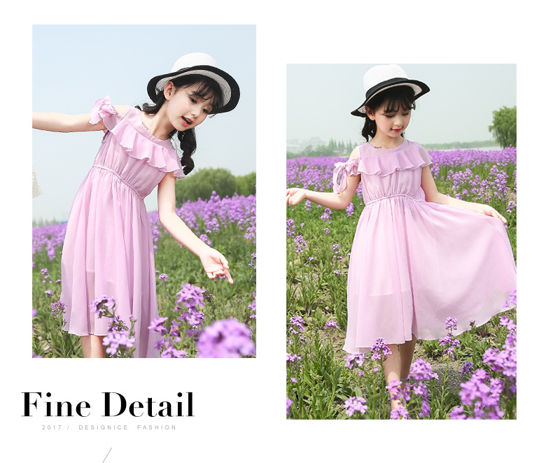 Cô gái siêu cổ tích 10 tuổi Cô gái voan maxi công chúa mùa hè trên đầu gối 12 trẻ em váy trắng - Váy đồ bé gái