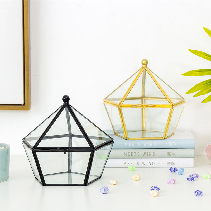 Transparent glass star bottle decorative storage can ornaments with crystal jewelry degaussing incense stone gift box