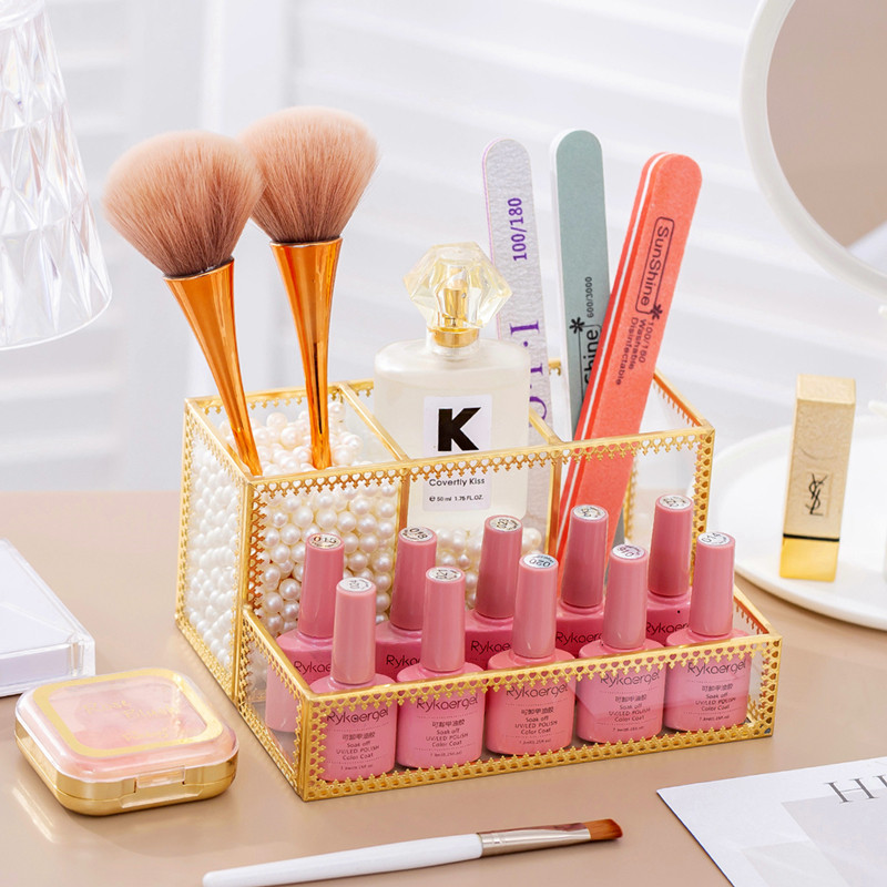 ins Nordic beauty nail division tool desktop containing box brushed beauty brush with makeup brushes containing barrel eyebrow pen holder