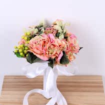 Travel location wedding photography props red rose Korean bride holding flower wedding bouquet simulation flower