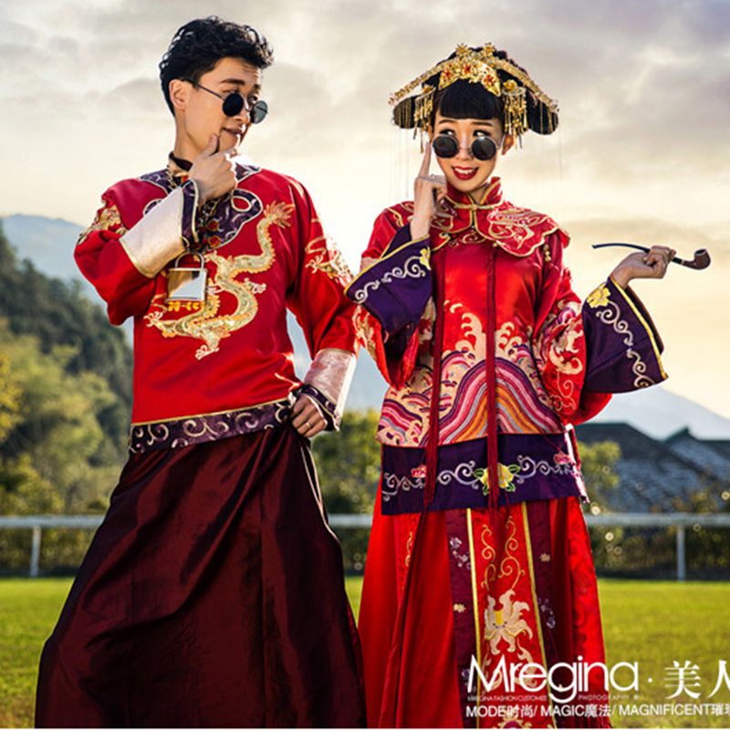 Kính râm tròn hoàng tử phong cách Trung Quốc trang phục đạo cụ chụp ảnh cá nhân ảnh cưới Hoàng Xiaoming kính cưới giá kính cận