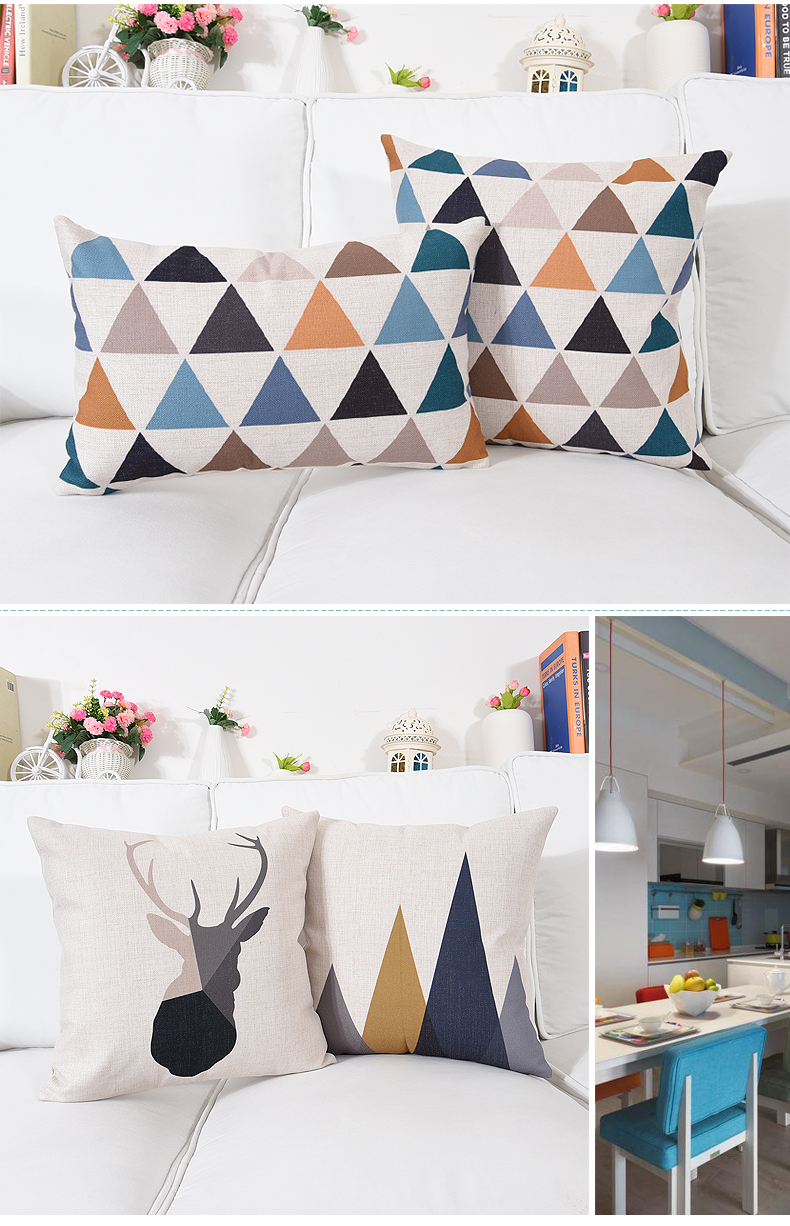 Bắc Âu tối giản ins sofa đệm văn phòng gối tựa lưng xe eo đệm bông và vỏ gối lanh - Trở lại đệm / Bolsters chăn gối 2 trong 1