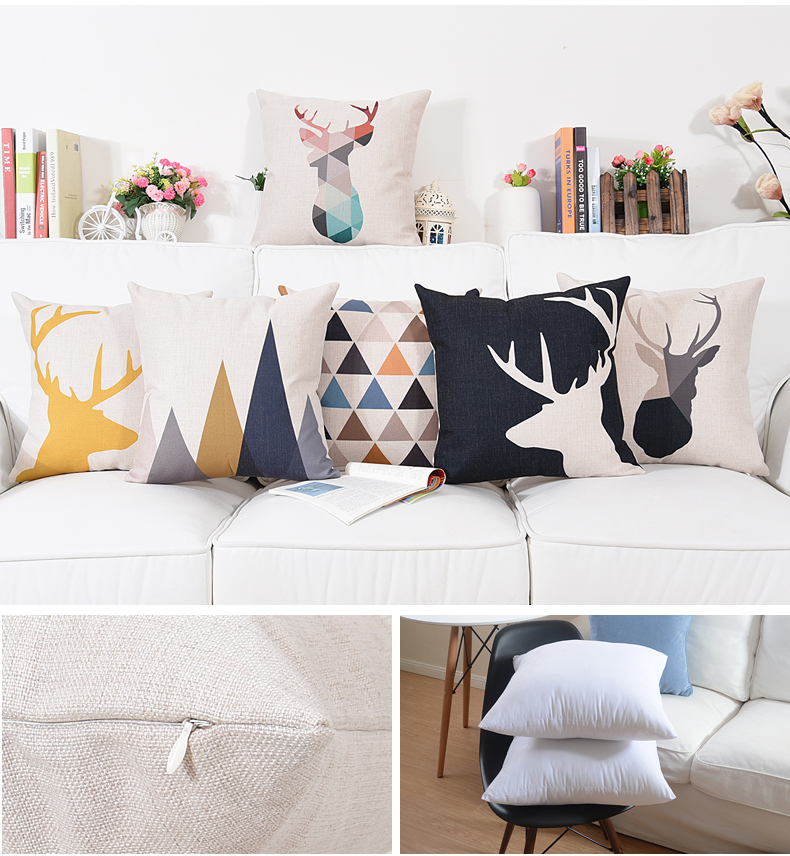 Bắc Âu tối giản ins sofa đệm văn phòng gối tựa lưng xe eo đệm bông và vỏ gối lanh - Trở lại đệm / Bolsters chăn gối 2 trong 1