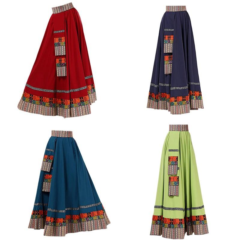 チベットダンスパフォーマンス衣装女性スカートスクエアダンス民族芸術試験練習運動ビッグスイングダンススカート