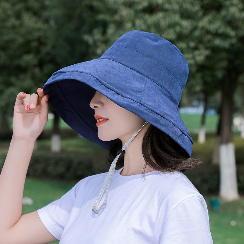 Foldable outdoor ladies sunhat Han version casual canvas hat minimalist pure color sunhat sunscreen hat-Taobao