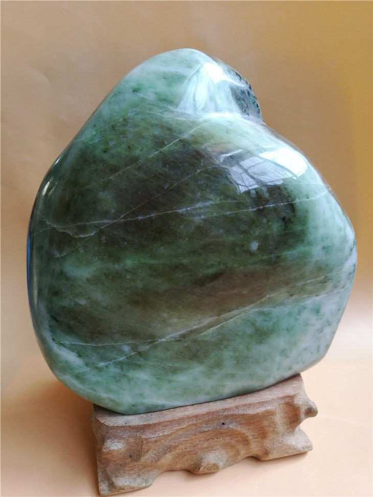 Single jade rough polished ornament natural Nanyang Dushan jade green bare stone wool material 53